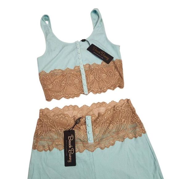 Beach Bunny Set Flare Pants Tank Lace Womens Large Beach Wear Swim Cover - Picture 5 of 8